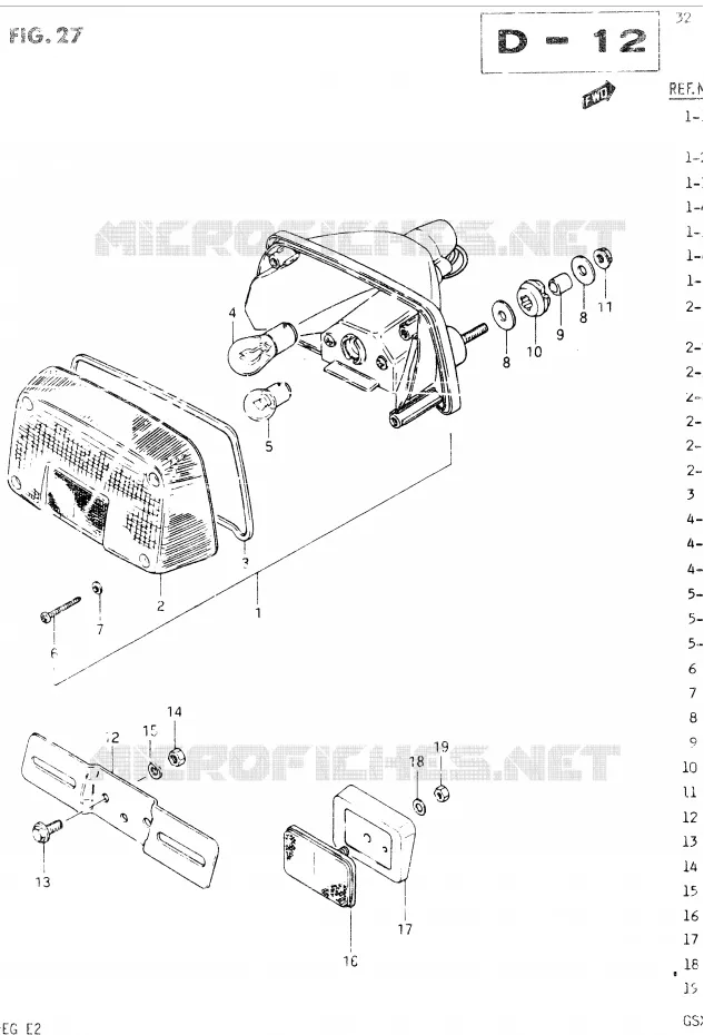 FEU ARRIERE Suzuki MOTO 400 GSX 1984  GSX400EE(E2)