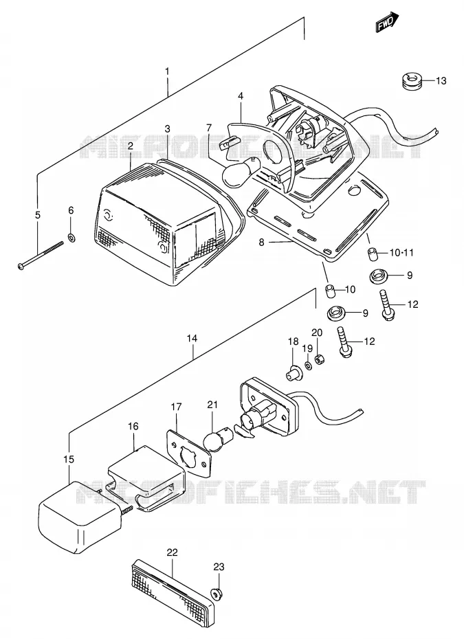 FEU ARRIERE Suzuki MOTO 650 BOULEVARD 2001  LS650PK1(E3/E28)