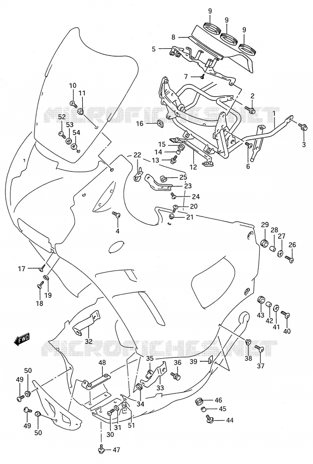 FLANCS DE CARENAGES Suzuki MOTO 600 GSX-F 1992  GSX600FN(E28)