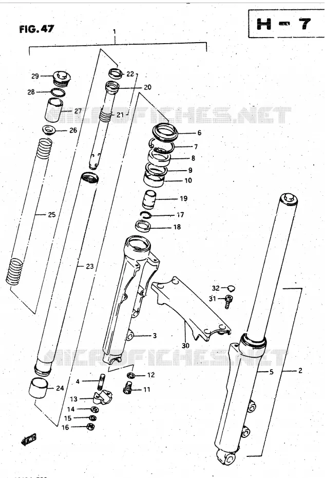 FOURCHE AVANT (MODELE G) Suzuki MOTO 1400 CAVALCADE 1986  GV1400GDG(DG-DJ/CJ)