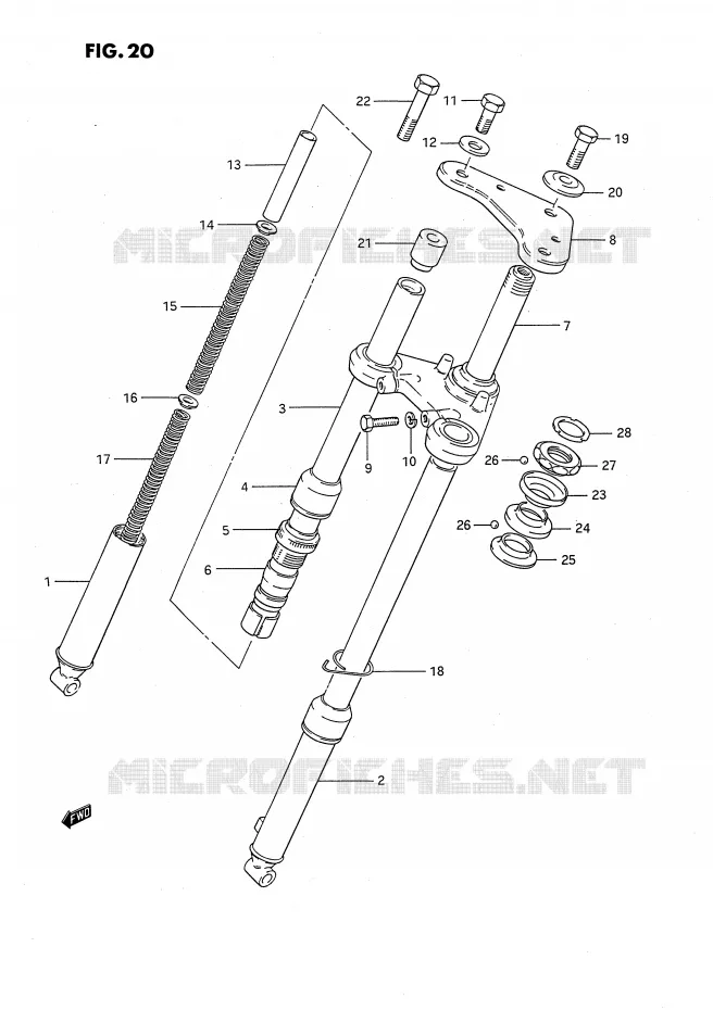 FOURCHE AVANT Suzuki MOTO 50 JR 1995  JR50S(P3)