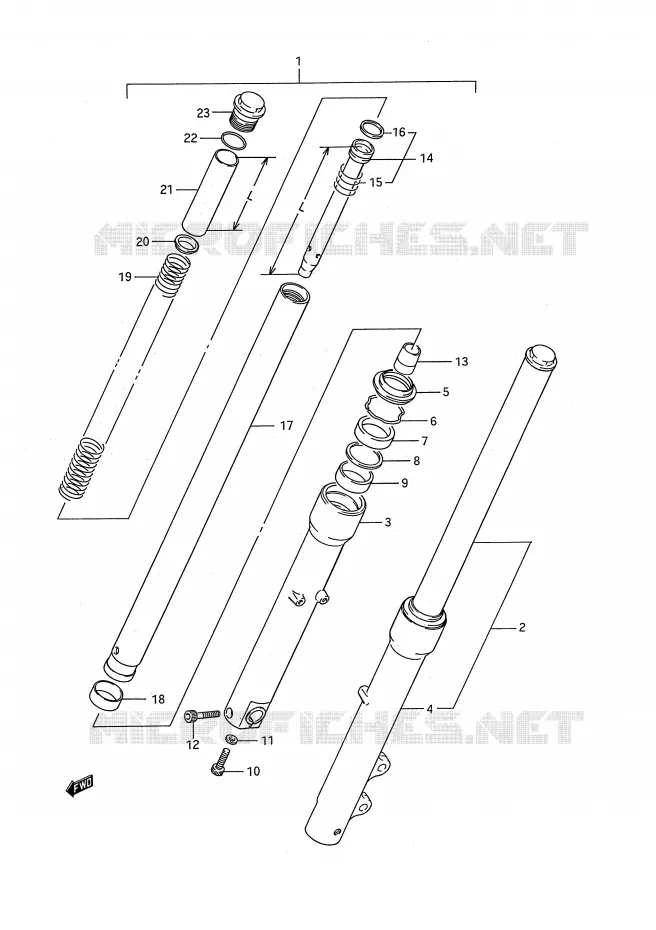 FOURCHE AVANT Suzuki MOTO 650 BOULEVARD 1988  LS650FPJ(E28)
