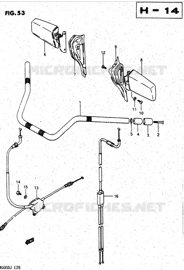 GUIDON - CABLES (MODELE G) Suzuki MOTO 1400 CAVALCADE 1988  GV1400GDJ(DG-DJ/CJ)