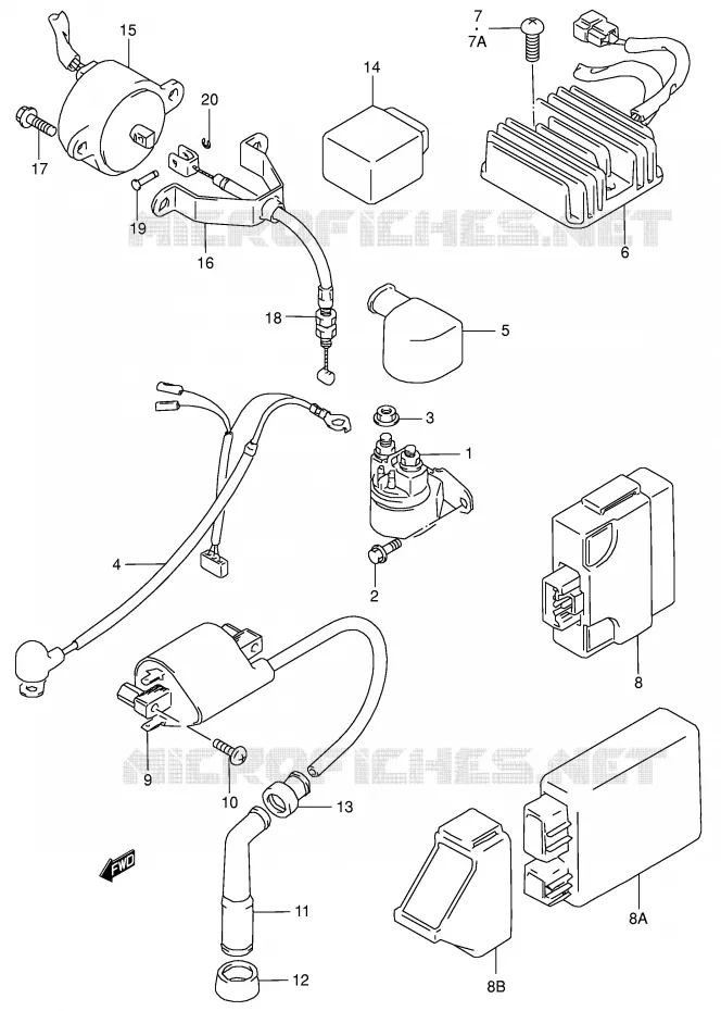 PARTIE ELECTRIQUE (MODELE T/V/W/X/Y/K1/K2/K3) Suzuki MOTO 650 BOULEVARD 1996  LS650PT(E3/E28)