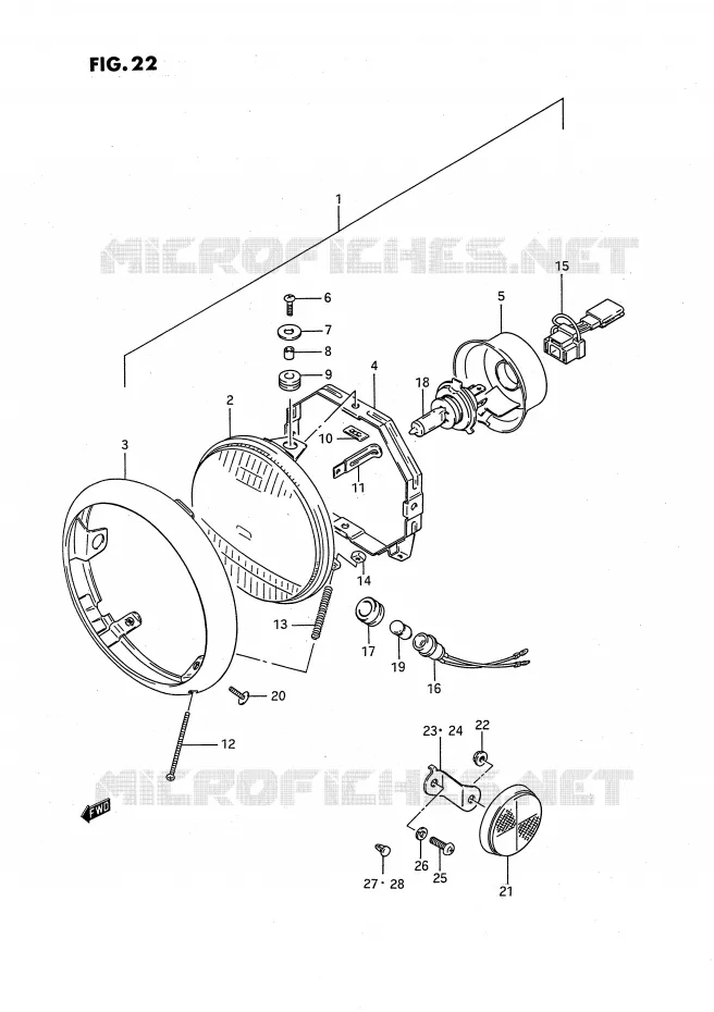 PHARE (MODELE G/J/K/L/M) Suzuki MOTO 650 SAVAGE 1989  LS650FK(E2)