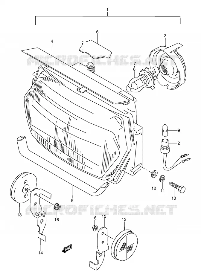 PHARE (MODELE J/K/L/M/N) Suzuki MOTO 600 GSX-F 1992  GSX600FN(E2)