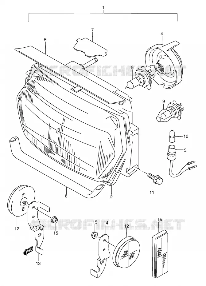 PHARE (MODELE K/L/M/N/P/R) Suzuki MOTO 750 GSX-F 1994  GSX750FR(E2)