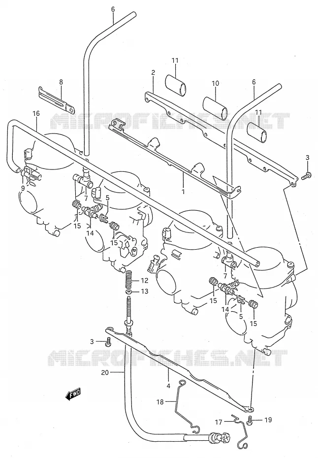 PIECES EXTERNES CARBURATEUR (MODELE L/M/N/P/R/S/T) Suzuki MOTO 600 GSX-F 1990  GSX600FU2L(E28)