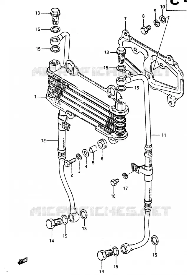 RADIATEUR D'HUILE Suzuki MOTO 750 GSX-E 1985  GSX750EFF(F)