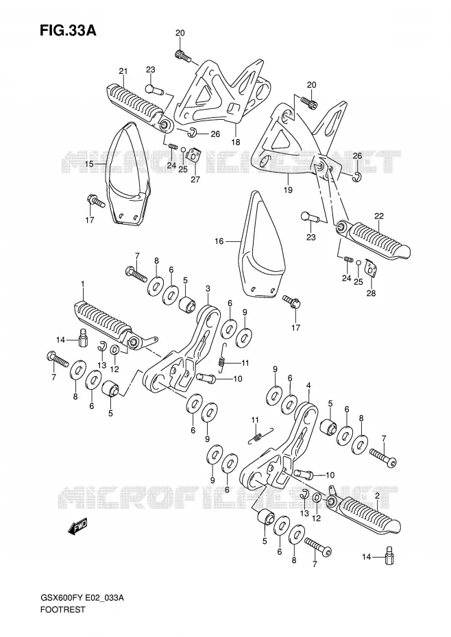 REPOSE PIED (MODELE K1/K2/K3) Suzuki MOTO 600 GSX-F 2001  GSX600FK1(E2)