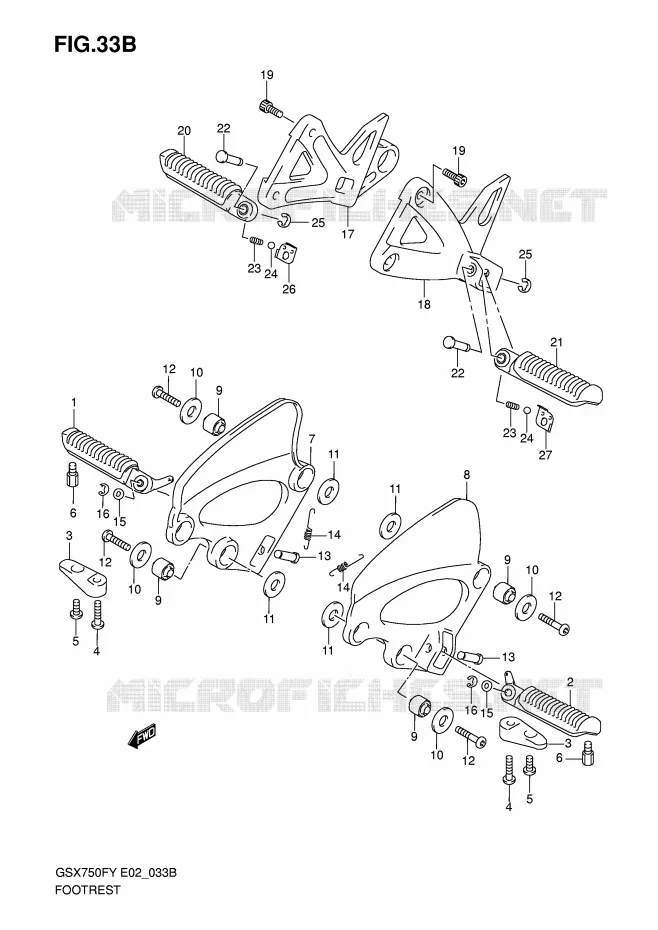 REPOSE PIED (MODELE K1/K2/K3) Suzuki MOTO 750 GSX-F 2003  GSX750FK3(E2)