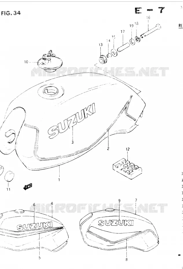 RESERVOIR D'ESSENCE (GSX400SE/SF/SG,GSX400EF E17) Suzuki MOTO 400 GSX 1984  GSX400SE(E2)