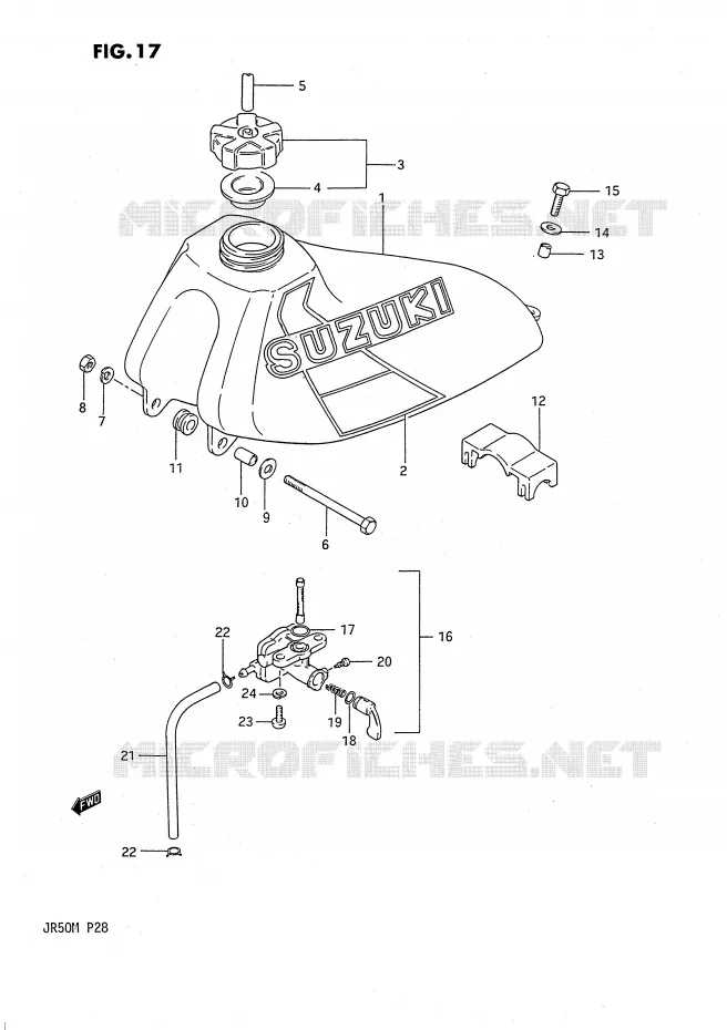 RESERVOIR D'ESSENCE (MODELE E) Suzuki MOTO 50 JR 1991  JR50M(P28)