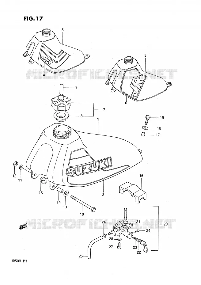 RESERVOIR D'ESSENCE (MODELE F/G/H) Suzuki MOTO 50 JR 1990  JR50L(P3)
