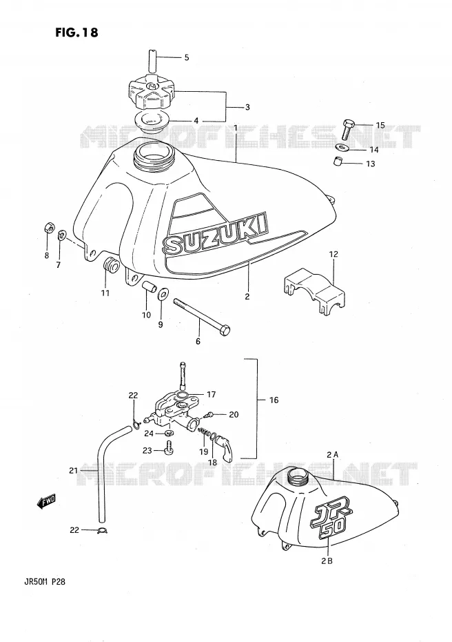 RESERVOIR D'ESSENCE (MODELE F/L) Suzuki MOTO 50 JR 1990  JR50L(P28)