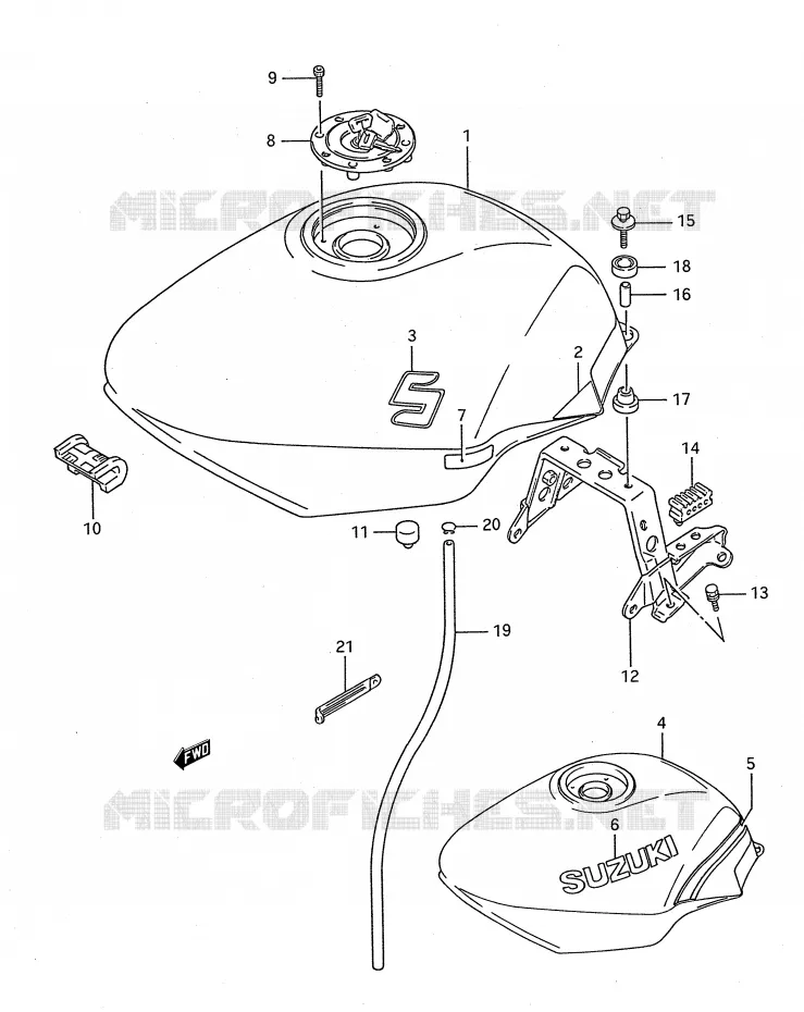 RESERVOIR D'ESSENCE (MODELE K/L) Suzuki MOTO 750 GSX-F 1993  GSX750FP(E28)