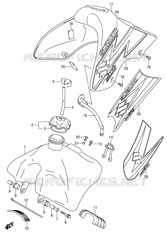 RESERVOIR D'ESSENCE (MODELE K3/K4/K5) Suzuki MOTO 80 JR 2002  JR80K2(P3/P28)