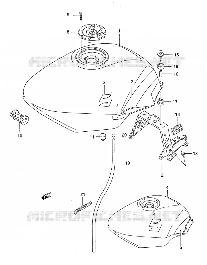 RESERVOIR D'ESSENCE (MODELE M/N) Suzuki MOTO 750 GSX-F 1992  GSX750FN(E28)