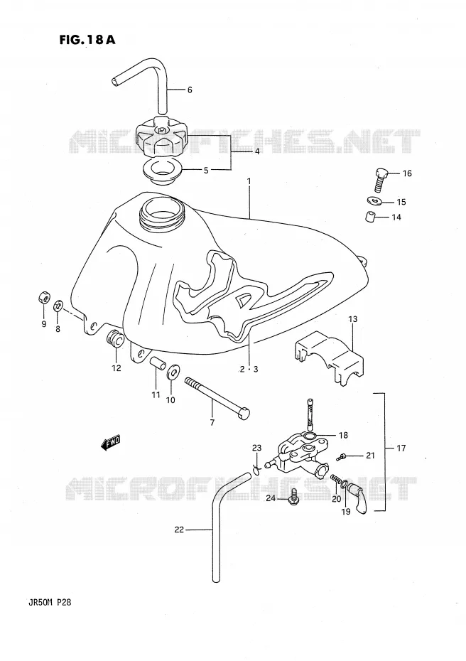 RESERVOIR D'ESSENCE (MODELE M) Suzuki MOTO 50 JR 1989  JR50K(P28)