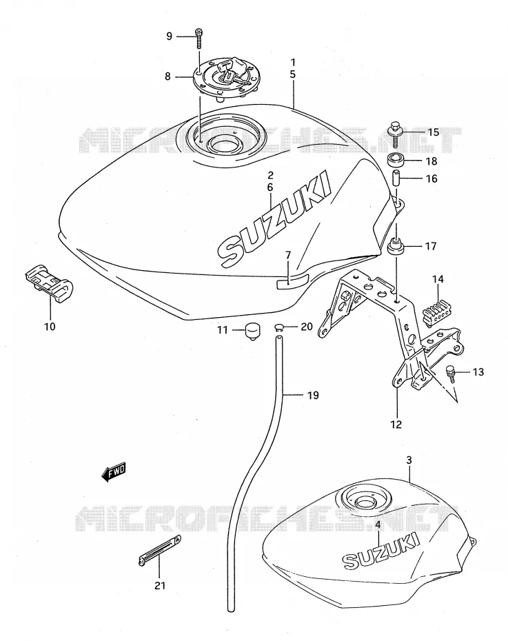 RESERVOIR D'ESSENCE (MODELE P/R/S/T) Suzuki MOTO 750 GSX-F 1994  GSX750FR(E28)