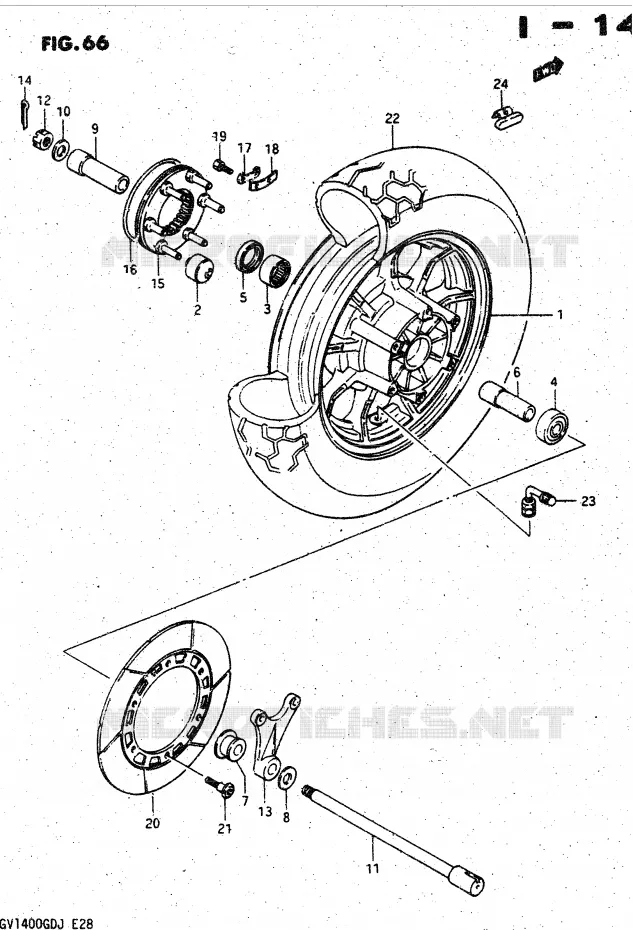 ROUE ARRIERE (MODELE G F.NO.103765~/MODELE H/J) Suzuki MOTO 1400 CAVALCADE 1988  GV1400GCJ(DG-DJ/CJ)