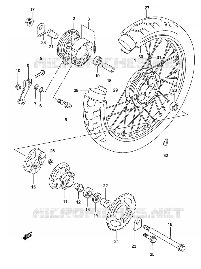 ROUE ARRIERE Suzuki MOTO 250 MARAUDER 2002  GZ250K2(P19)
