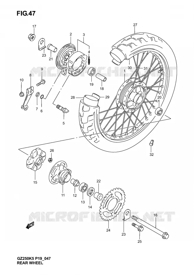 ROUE ARRIERE Suzuki MOTO 250 MARAUDER 2005  GZ250K5(P19)