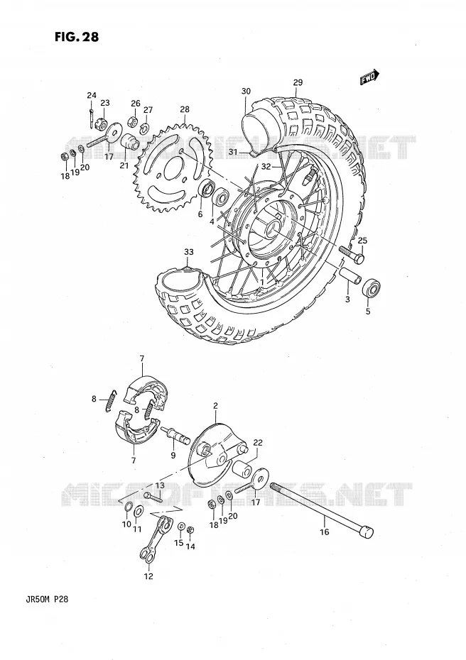 ROUE ARRIERE Suzuki MOTO 50 JR 1984  JR50E(P28)