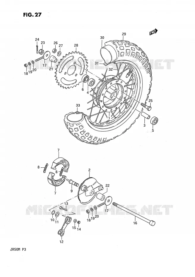 ROUE ARRIERE Suzuki MOTO 50 JR 1986  JR50G(P3)