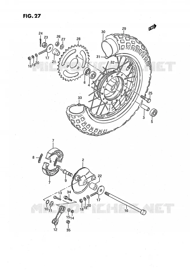ROUE ARRIERE Suzuki MOTO 50 JR 1995  JR50S(P3)