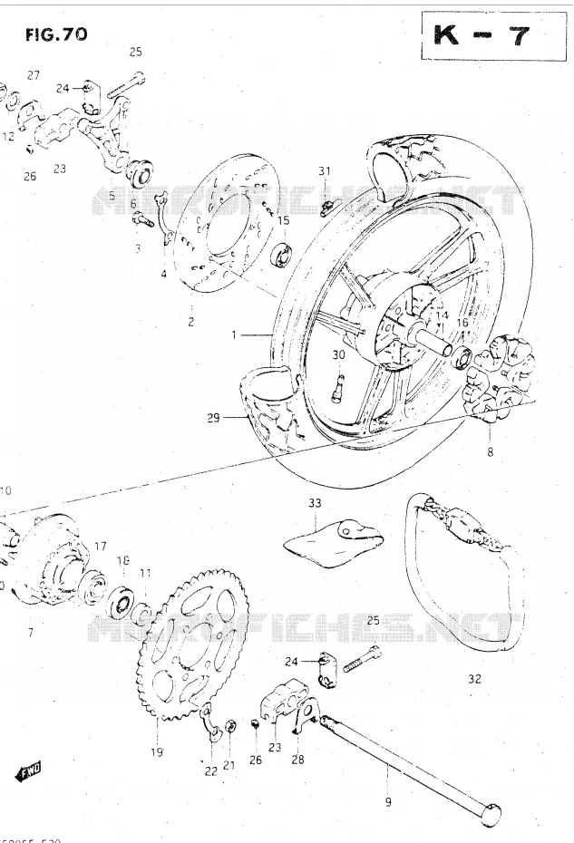 ROUE ARRIERE Suzuki MOTO 500 GSX-E 1985  GSX500EF(E39)