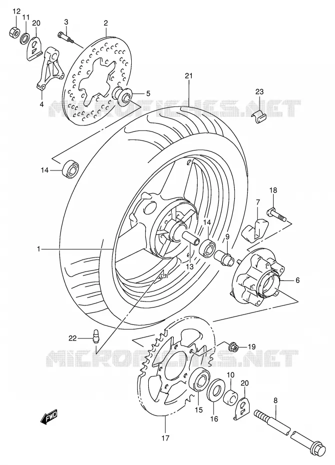 ROUE ARRIERE Suzuki MOTO 600 GSX-F 2003  GSX600FK3(E2)