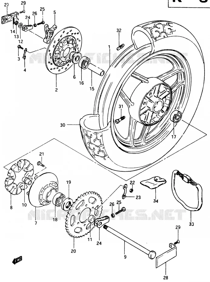 ROUE ARRIERE Suzuki MOTO 750 GSX-E 1986  GSX750ESG(F)