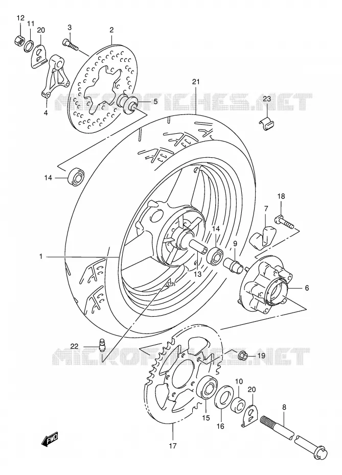 ROUE ARRIERE Suzuki MOTO 750 GSX-F 1998  GSX750FW(E2)
