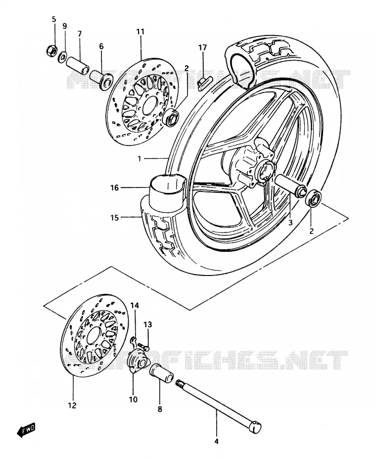 ROUE AVANT (GSX750ESD) Suzuki MOTO 750 GSX-E 1983  GSX750ESD(D/E)