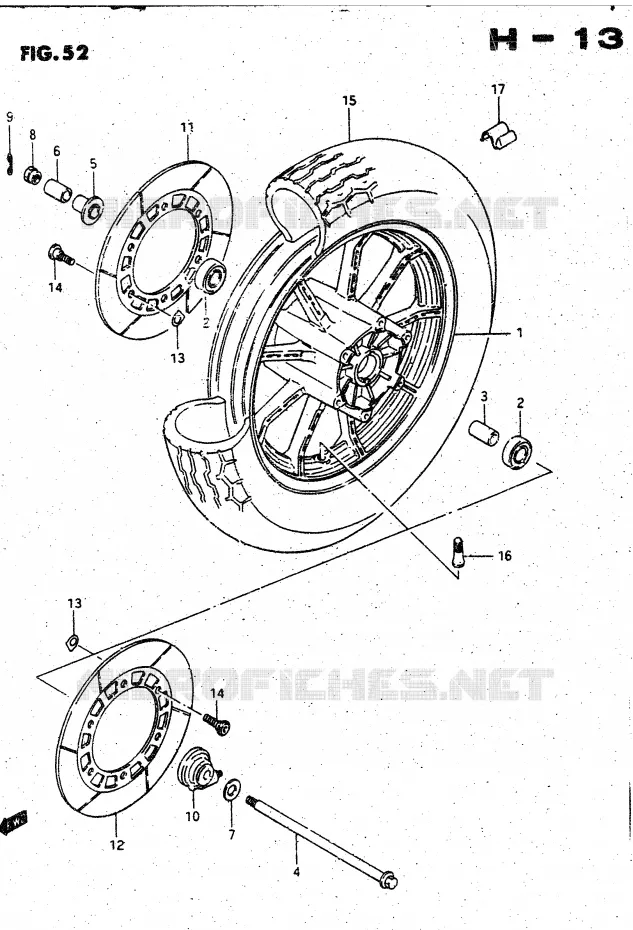ROUE AVANT (MODELE G F.NO.103765~/MODELE H/J) Suzuki MOTO 1400 CAVALCADE 1988  GV1400GDJ(DG-DJ/CJ)