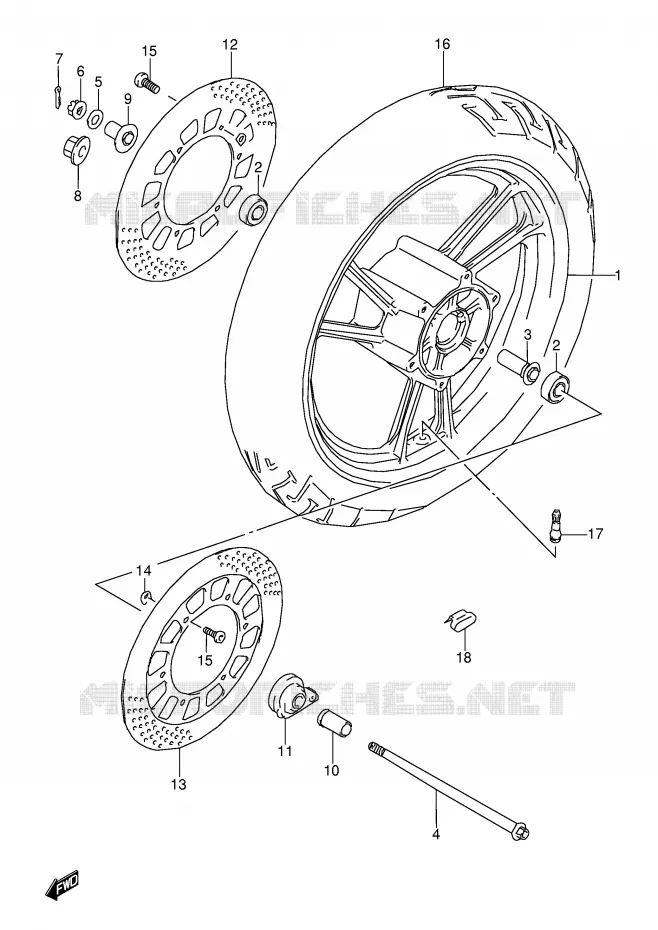 ROUE AVANT (MODELE J) Suzuki MOTO 600 GSX-F 1994  GSX600FR(E2)