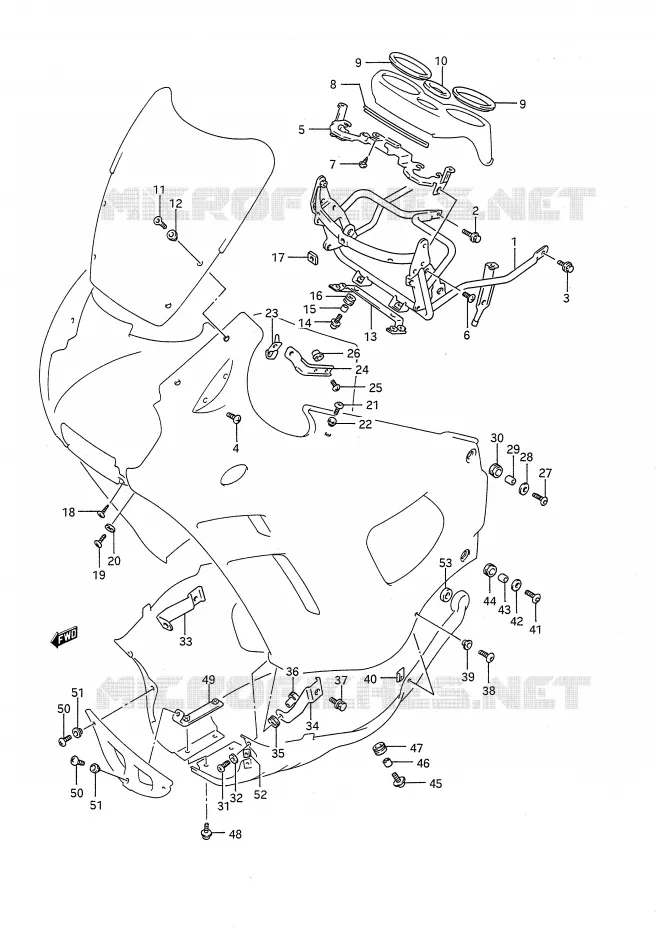 SUPPORTS / FIXATIONS CARENAGES Suzuki MOTO 750 GSX-F 1995  GSX750FS(E28)