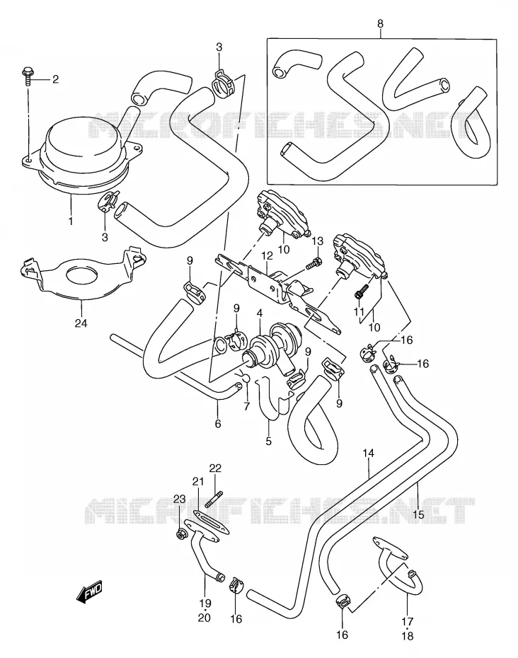 SYSTÈME DE RECYCLAGE GAZ D'ECHAPPEMENT (E18,MODELE N E39) Suzuki MOTO 750 GSX-F 1993  GSX750FP(E2)