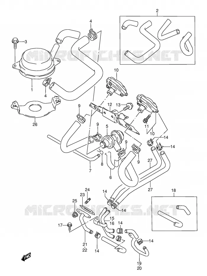 SYSTÈME DE RECYCLAGE GAZ D'ECHAPPEMENT (MODELE K/L/M/N E18) Suzuki MOTO 600 GSX-F 1996  GSX600FT(E2)