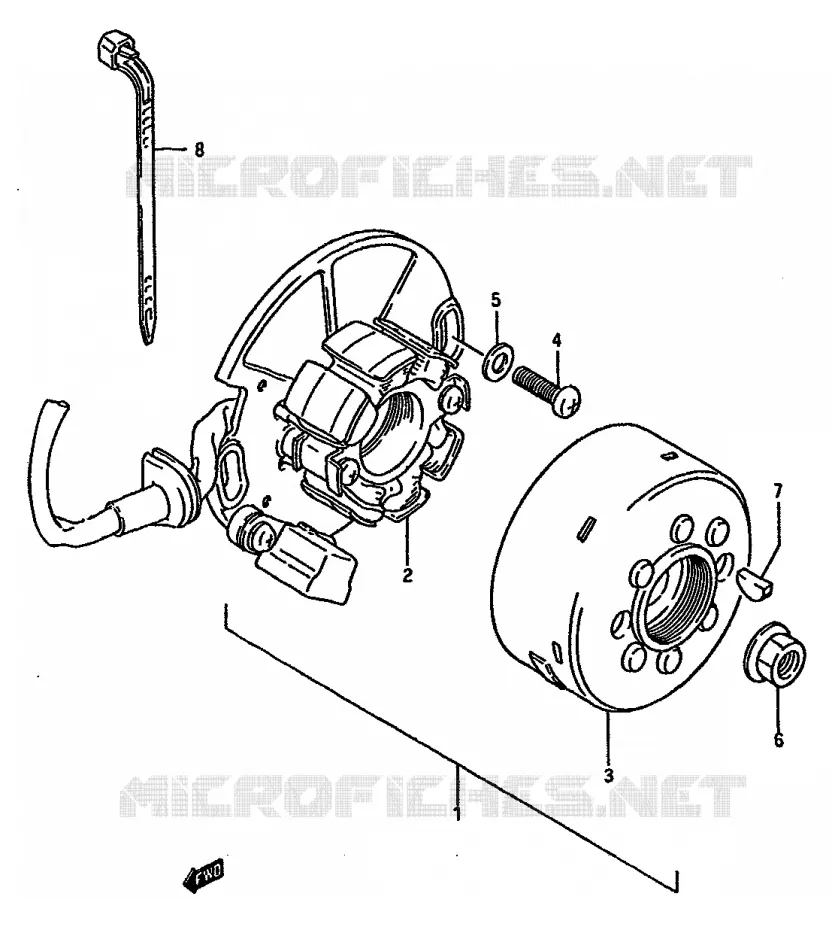 ALLUMAGE ROTOR - STATOR (MODELE H/J) Suzuki MOTO 125 RM 1987  RM125H(G/H/J)