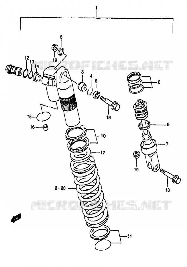 AMORTISSEUR (MODELE W) Suzuki MOTO 250 RM 1996  RM250T(T/V/W/X/Y)