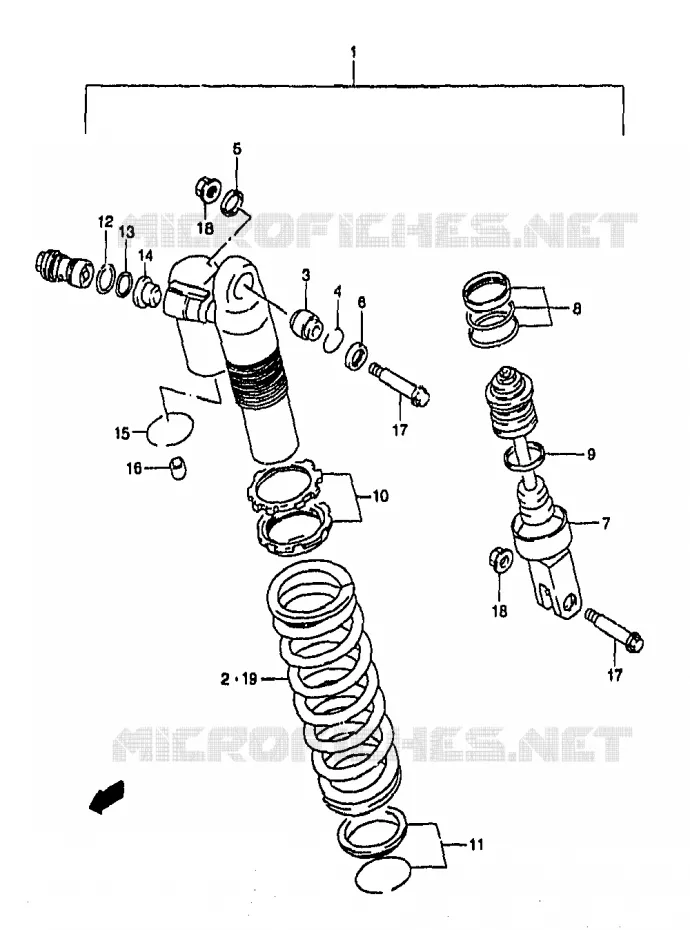 AMORTISSEUR (MODELE X) Suzuki MOTO 250 RM 1996  RM250T(T/V/W/X/Y)