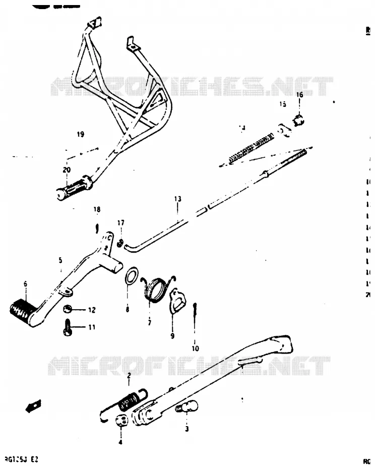 BEQUILLE - PEDALE DE FREIN ARRIERE Suzuki MOTO 125 RG 1988  RG125BJ(G/H/J)