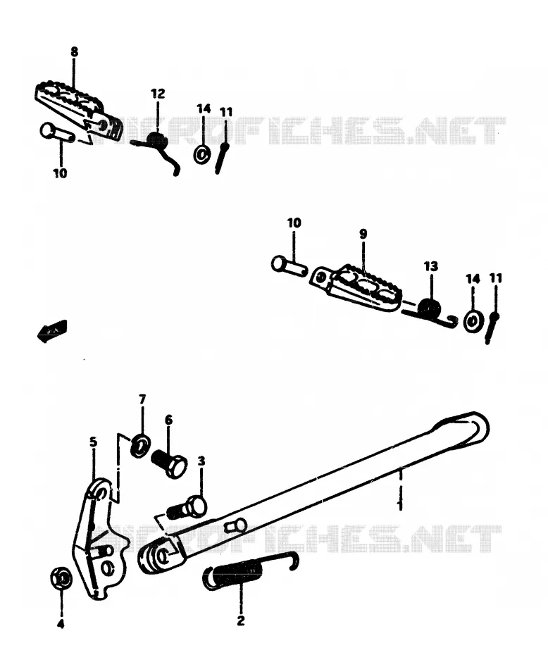 BEQUILLE - REPOSE PIED Suzuki MOTO 500 RM 1985  RM500F