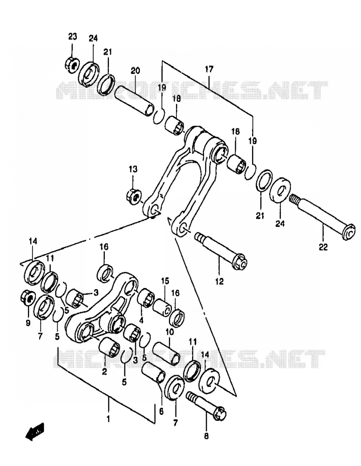 BIELLETTE DE SUSPENSION ARRIERE (MODELE T/V) Suzuki MOTO 250 RM 1996  RM250T(T/V/W/X/Y)