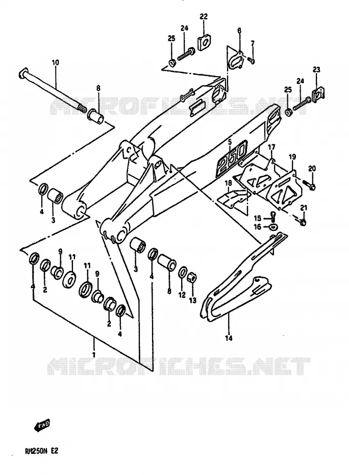 BRAS OSCILLANT ARRIERE (MODELE M) Suzuki MOTO 250 RM 1989  RM250K(K/L/M/N)