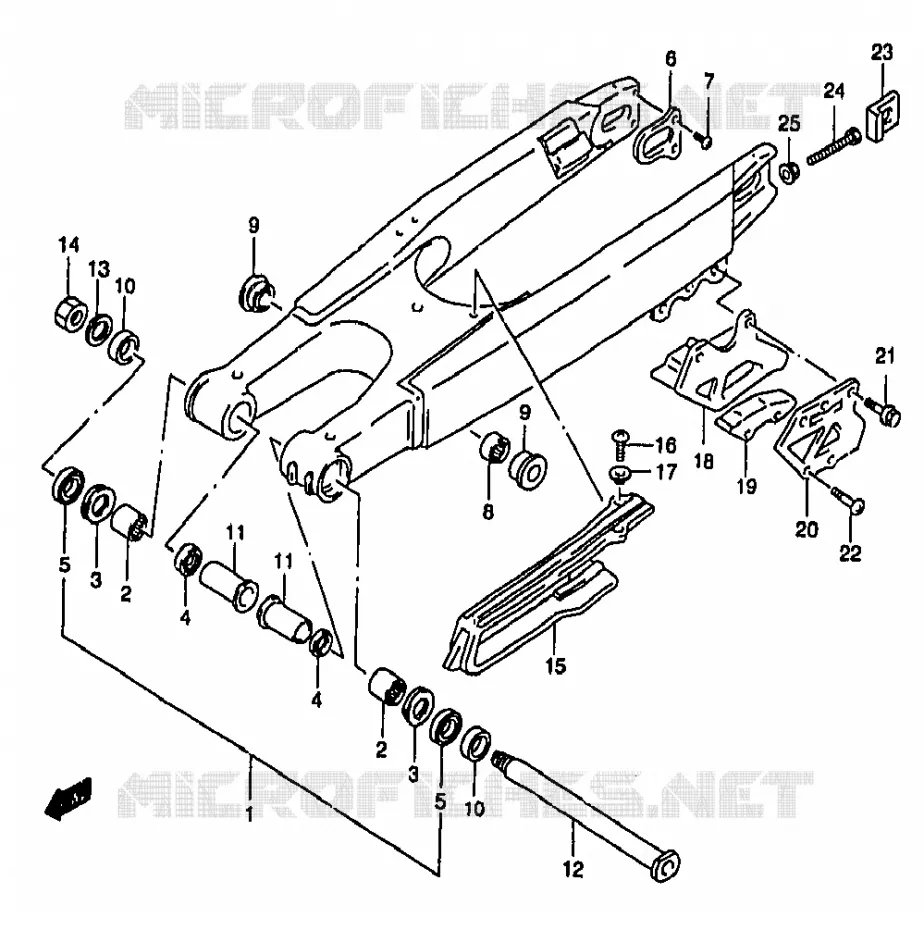 BRAS OSCILLANT ARRIERE (MODELE W) Suzuki MOTO 250 RM 1999  RM250X(T/V/W/X/Y)
