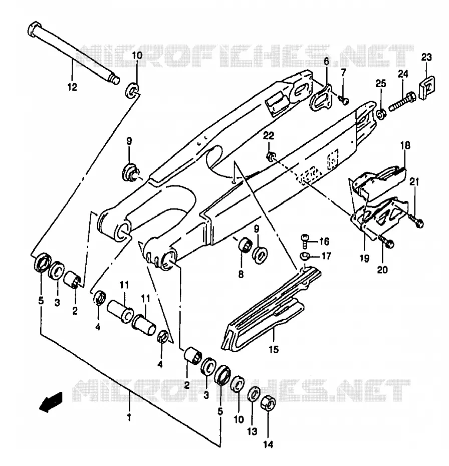 BRAS OSCILLANT ARRIERE (MODELE X) Suzuki MOTO 250 RM 1999  RM250X(T/V/W/X/Y)