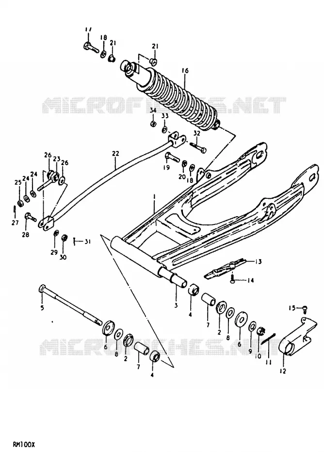 BRAS OSCILLANT ARRIERE (RM100N) Suzuki MOTO 100 RM 1996  RM100T(N/T/X)